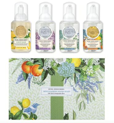 4 Pc Mini Foaming Soap Set: Lemon Basil, French Lilac, Cotton &amp; Linen, L'Orange