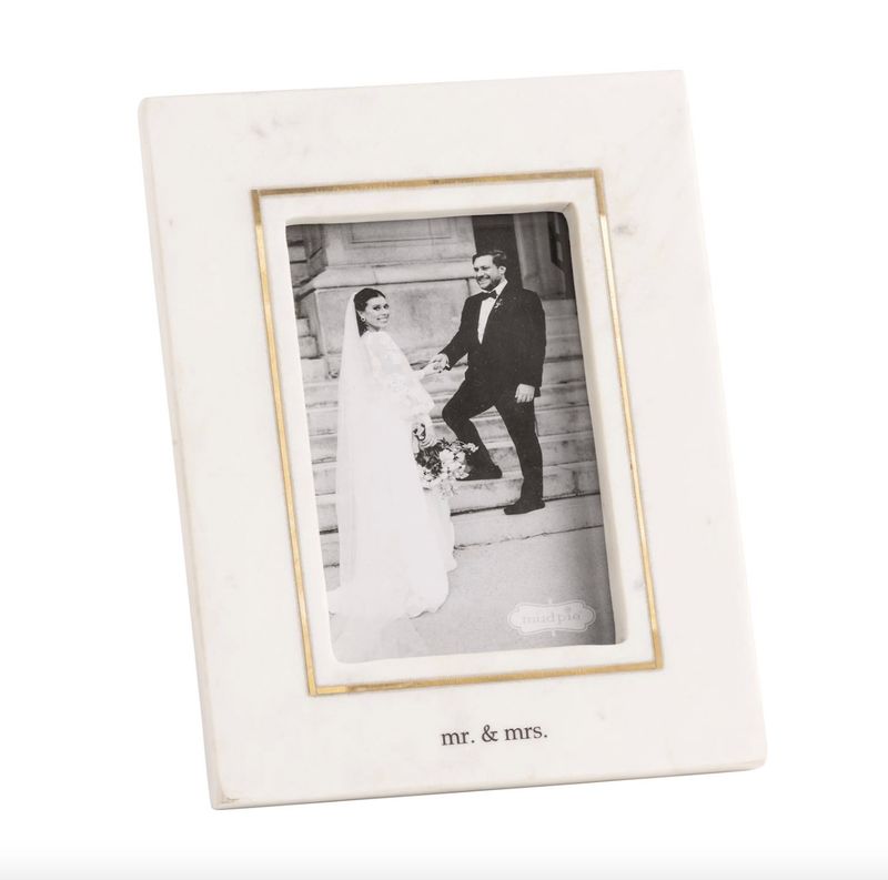 4x6 Gold Outline Marble Mr &amp; Mrs Frame