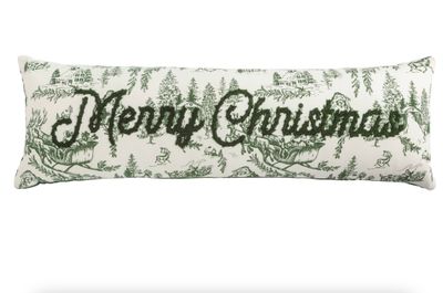 Long Green Xmas Toile Pillow