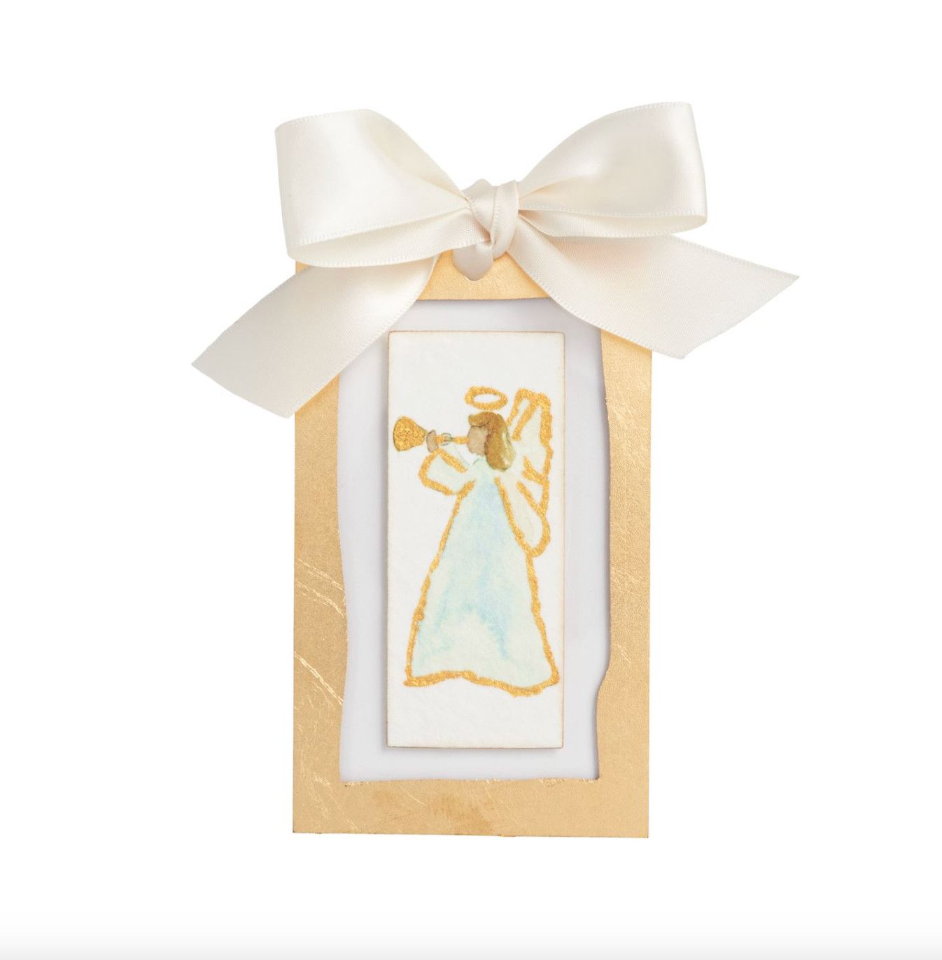 Sideways Angel Gold Ornament