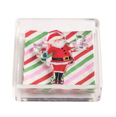 Acrylic Napkin Caddy Set | Santa Stripes