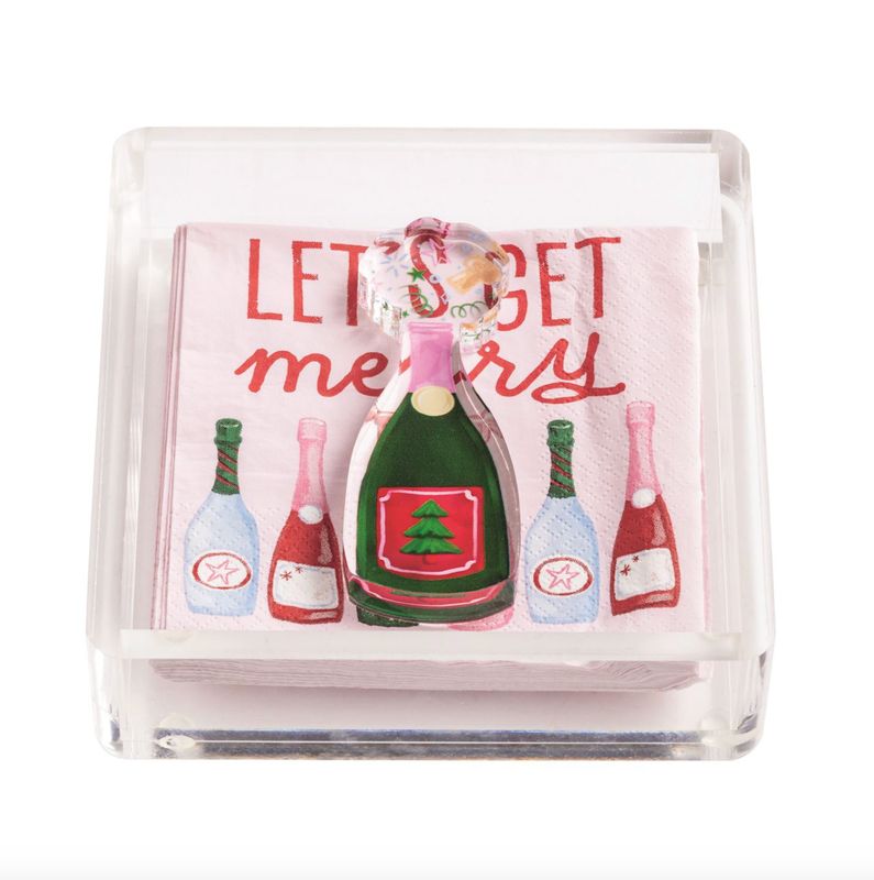Acrylic Napkin Caddy Set | Let's Get Merry