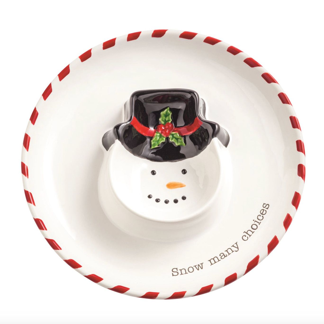 Snowman Sectioned Christmas Dish