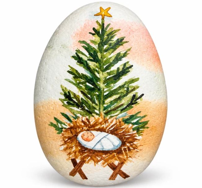 Nativity Art Rock | Jesus with Christmas Tree