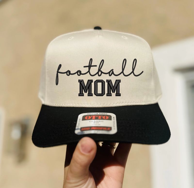 Football Mom Embroidered Hat | Natural/Black