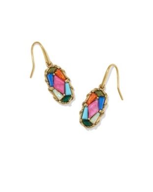 The Dolly Parton Patchwork Drop Earring Vin Gold Bright Multi Mix