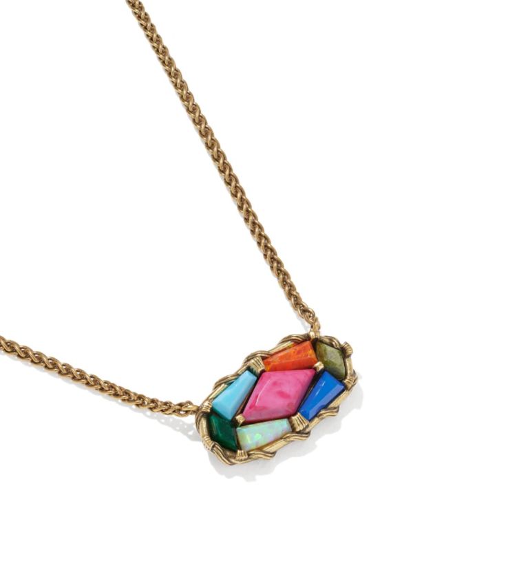 The Dolly Patchwork Elisa Necklace Vintage Gold Bright Multi Mix