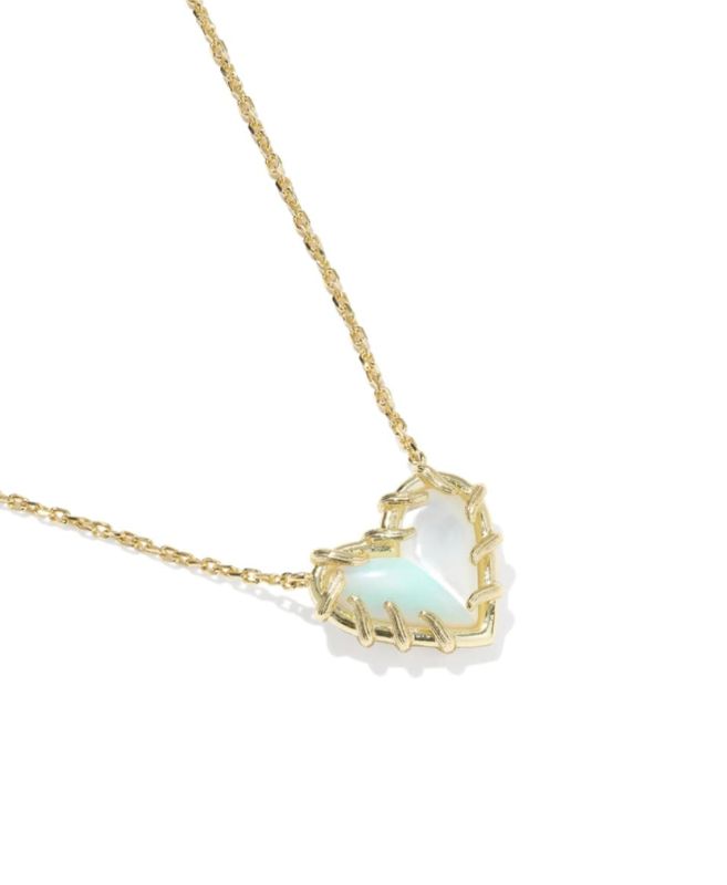The Dolly Patchwork Ari Heart Necklace Gold White Mix