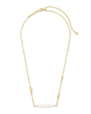 The Eileen Pendant Necklace Gold White Pearl