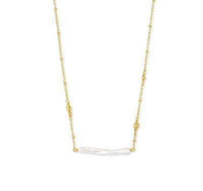 The Eileen Pendant Necklace Gold White Pearl