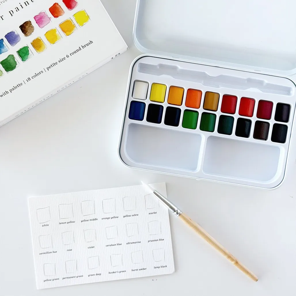 Watercolor Paint Set 18 Colors with Brush