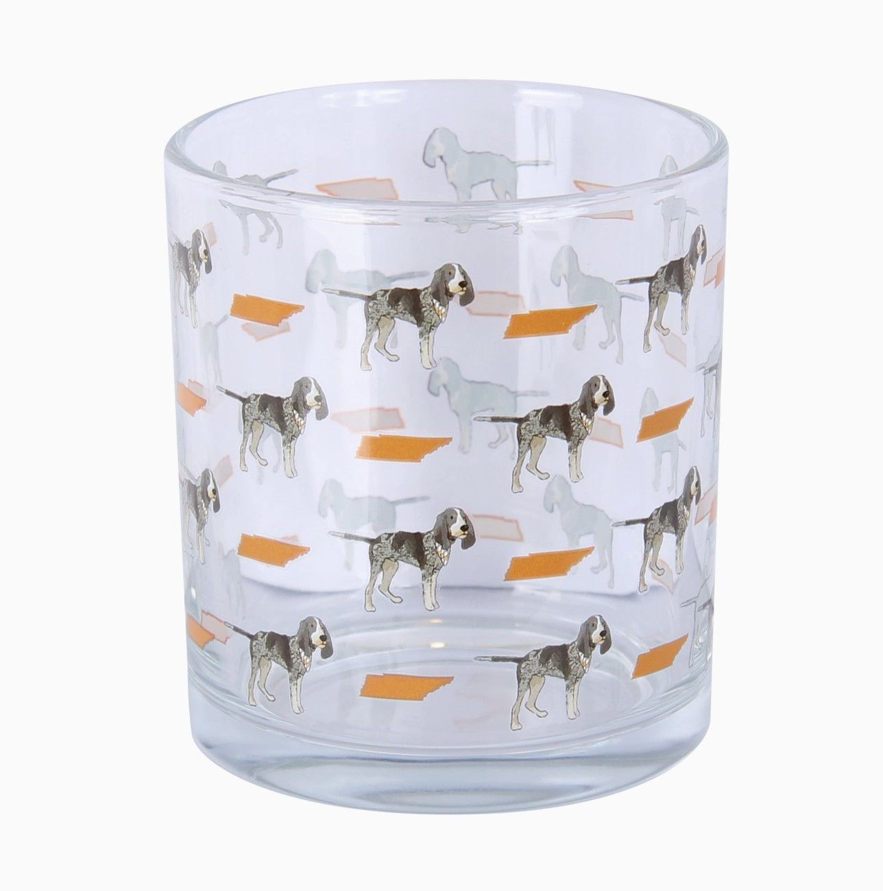 Bluetick Coonhound and Tennessee Repeat Pattern Rocks Glass