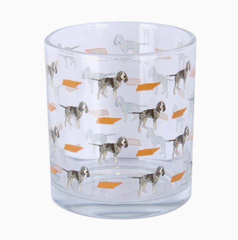 Bluetick Coonhound and Tennessee Repeat Pattern Rocks Glass