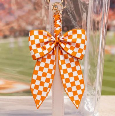Game Day Checkered Bow Bag Charm