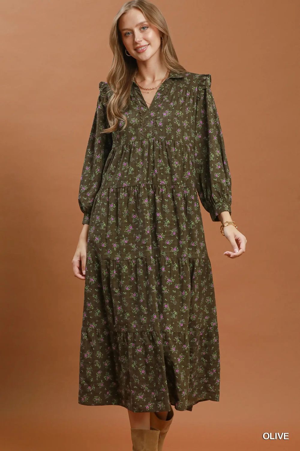 The Margot Midi Puff Sleeve Dress, Size: S