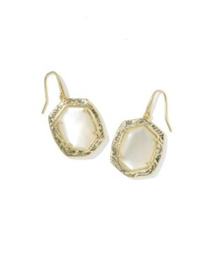 Tiger Stripe Daphne Drop Earrings in Gold Mother of Pearl