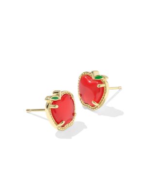 Apple Stud Earring in Gold Red Illusion