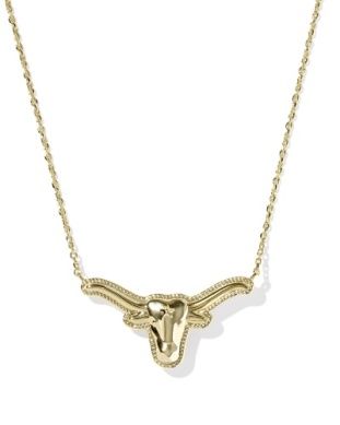 Longhorn Short Pendant in Gold Variegated Orange Reversible