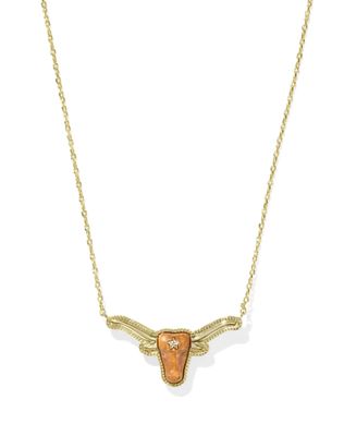 Longhorn Short Pendant in Gold Variegated Orange Reversible