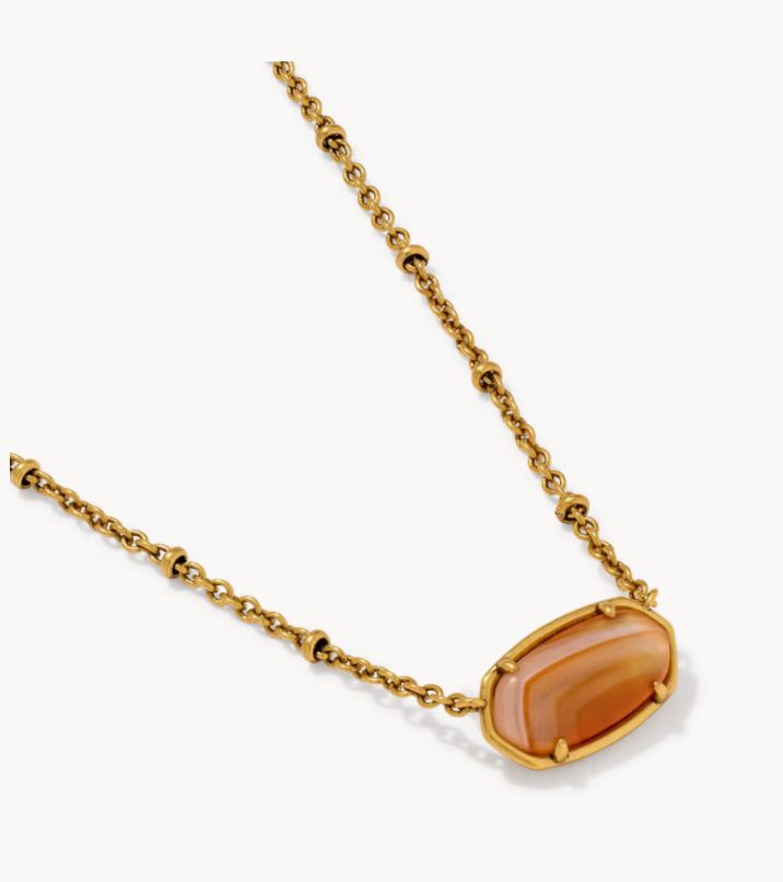 Tiger Striped Elisa Necklace in Gold Orange Banded Agate