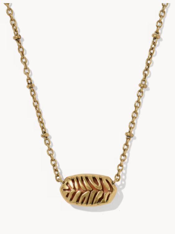 Tiger Striped Elisa Necklace in Gold Orange Banded Agate