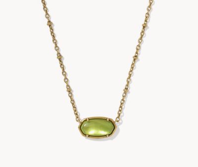 Tiger Striped Elisa Necklace in Chartreuse Green Mother of Pearl