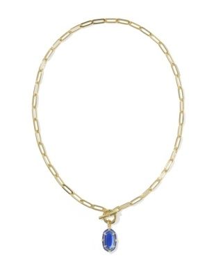 The Elisa Enamel Link Chain Necklace in Gold Cobalt Illusion