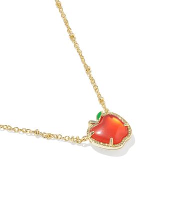 Apple Short Pendant Necklace in Gold Red Illusion