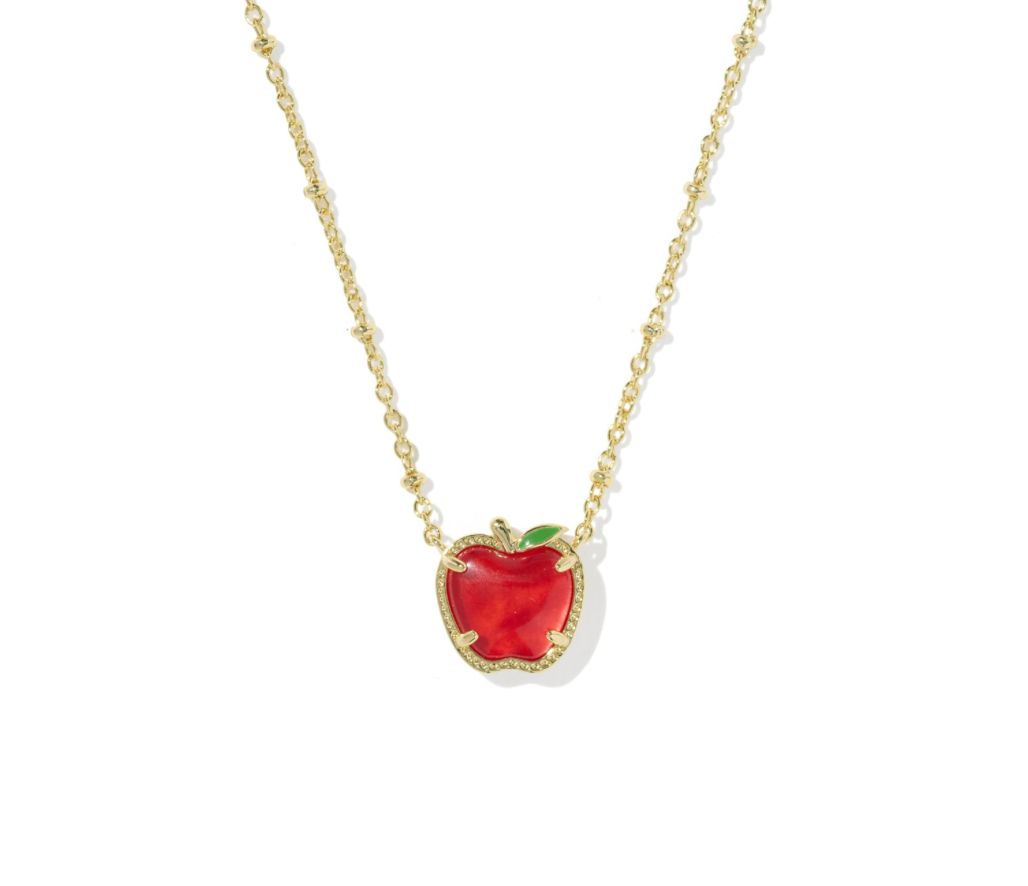 Apple Short Pendant Necklace in Gold Red Illusion