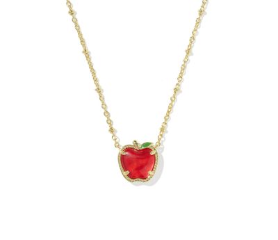 Apple Short Pendant Necklace in Gold Red Illusion