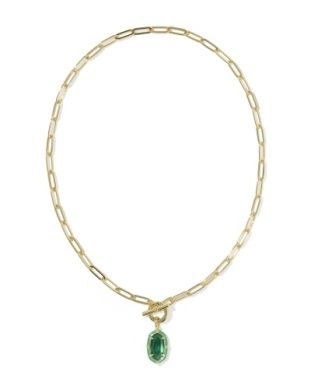 The Elisa Enamel Link Chain Necklace in Gold Emerald Illusion