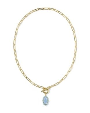 The Elisa Enamel Link Chain Necklace in Gold Periwinkle