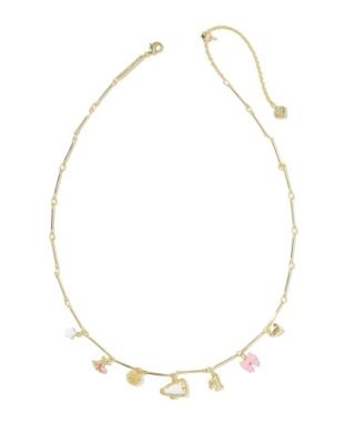Cheer Charm Necklace in Gold Pink White Mix