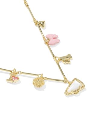 Cheer Charm Necklace in Gold Pink White Mix
