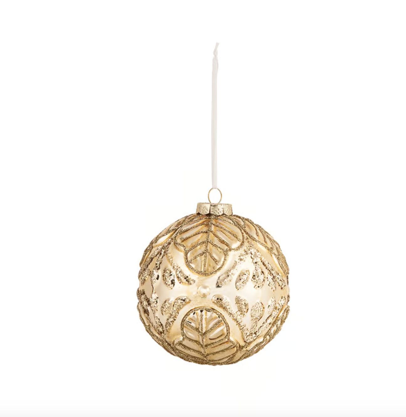Antique Gold Embossed Orb Ornament
