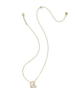 Drill Team Boot Pendant in Gold Ivory Mother of Pearl