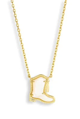 Drill Team Boot Pendant in Gold Ivory Mother of Pearl