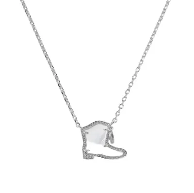 Drill Team Boot Pendant in Silver Ivory Mother of Pearl