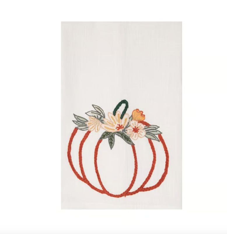 Autumn Botanical Pumpkin Floral Towel