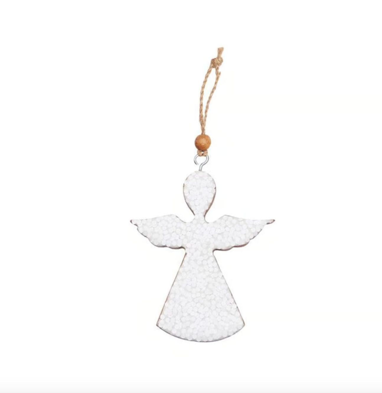 Sequin White Angel Ornament