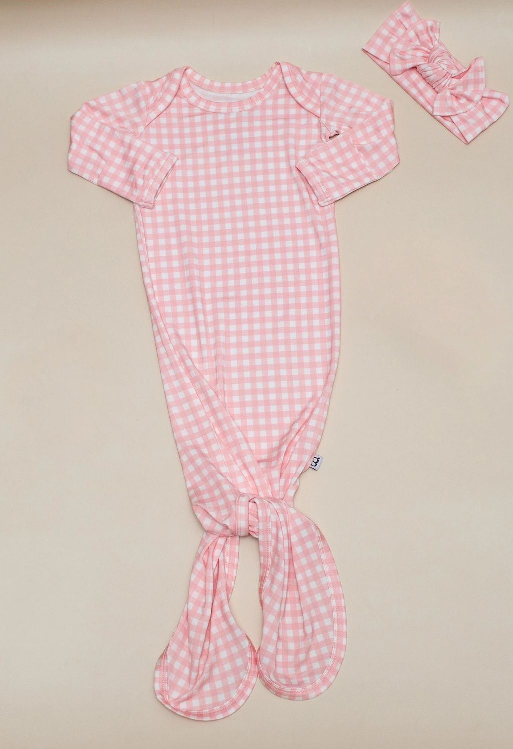 Pink Gingham Knotted Gown
