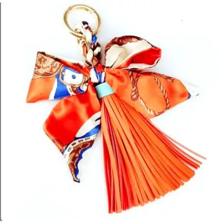 Scarf Tassel Bag Charm, Color: Orange