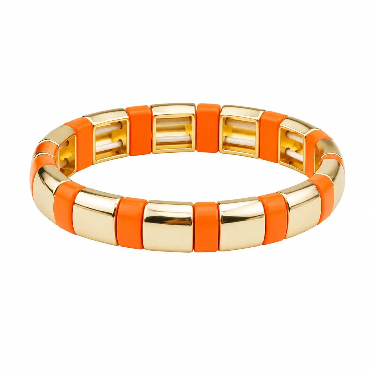 Gold Crush Tile Bracelet, Color: Orange
