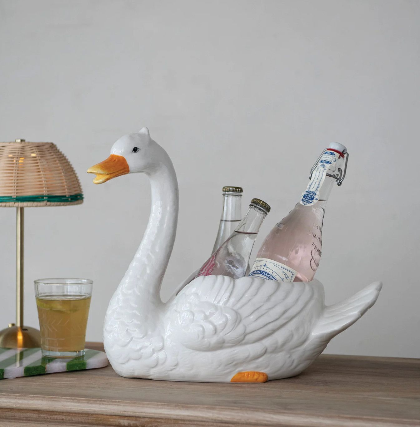 Hand-Painted Swan Shaped Planter