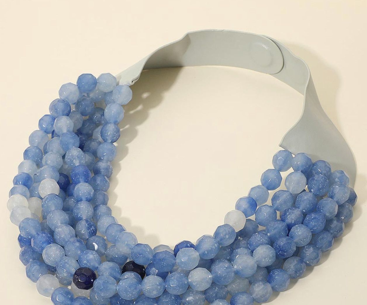 Chunky Acrylic Bead Layered Magnetic Necklace | Blue