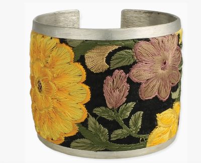 Embroidered Cuff Bracelet | Yellow Flower