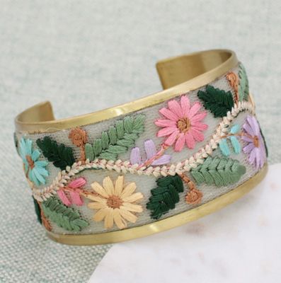 Embroidered Cuff Bracelet | Floral Vines