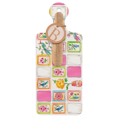 Mahjong Pink CUTErie Cheese Board &amp; Spreader Set
