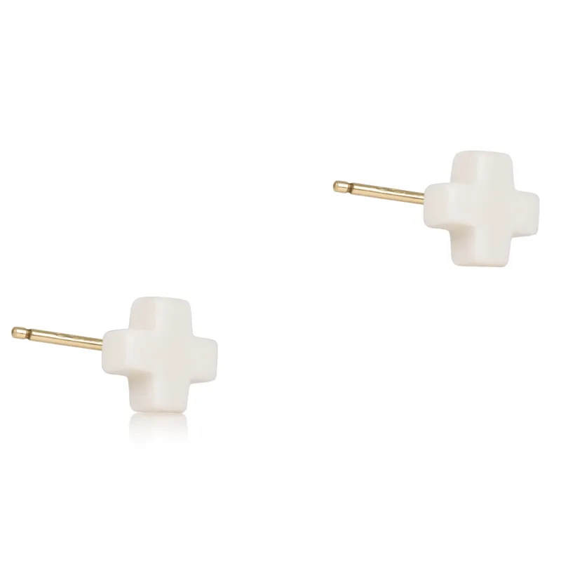 Enewton Signature Cross Small Stud Off-White