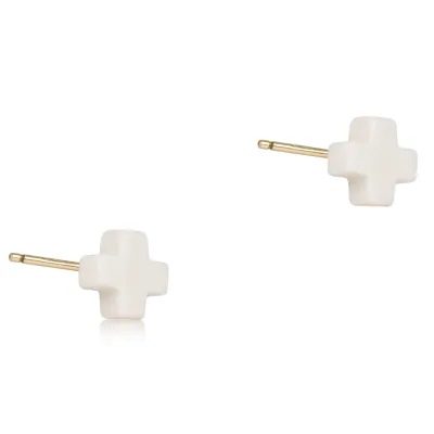 Enewton Signature Cross Small Stud Off-White